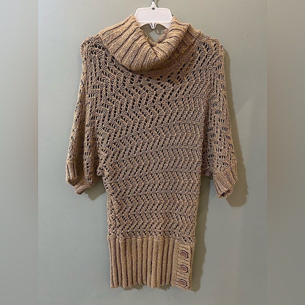 DKNY wool blend cowl neck sweater tunic size extra small oversized Y2K